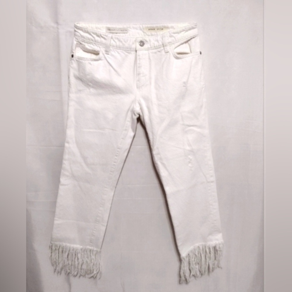 Pilcro and the Letterpress White Fringe Hem Jeans - Picture 3 of 10